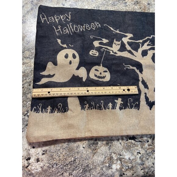 Halloween Burlap Pillow Cover Witches Haunted House Gothic Rustic Decor set of 2 - Picture 6 of 7